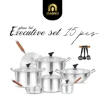 Executive Gift Set 15pcs Metal Finish Glass Lids