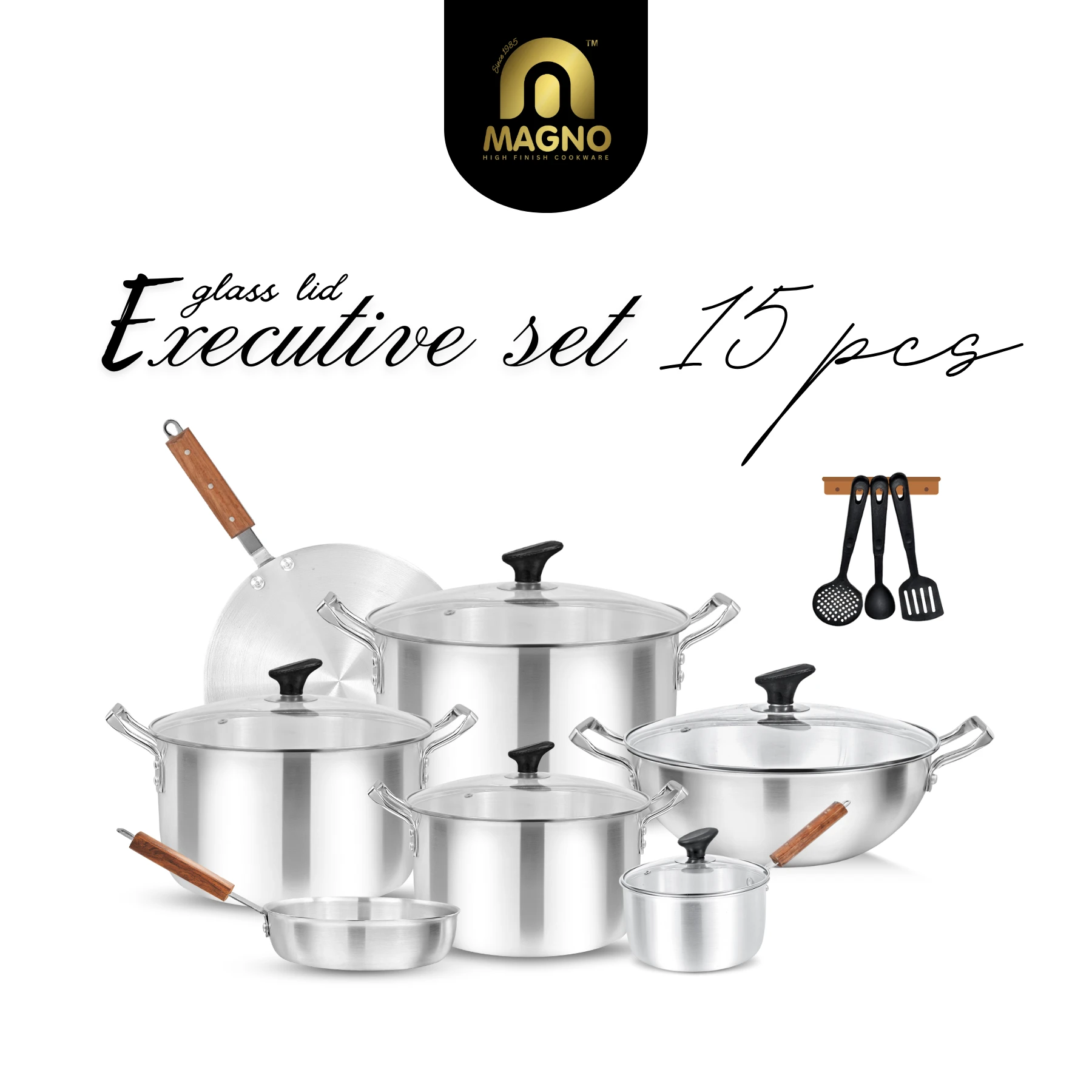 105 Executive Gift Set 15pcs Metal Finish Glass Lids - Image 1