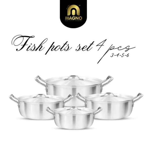 Fish Pot Set 4Pcs (3-6) Metal Finish