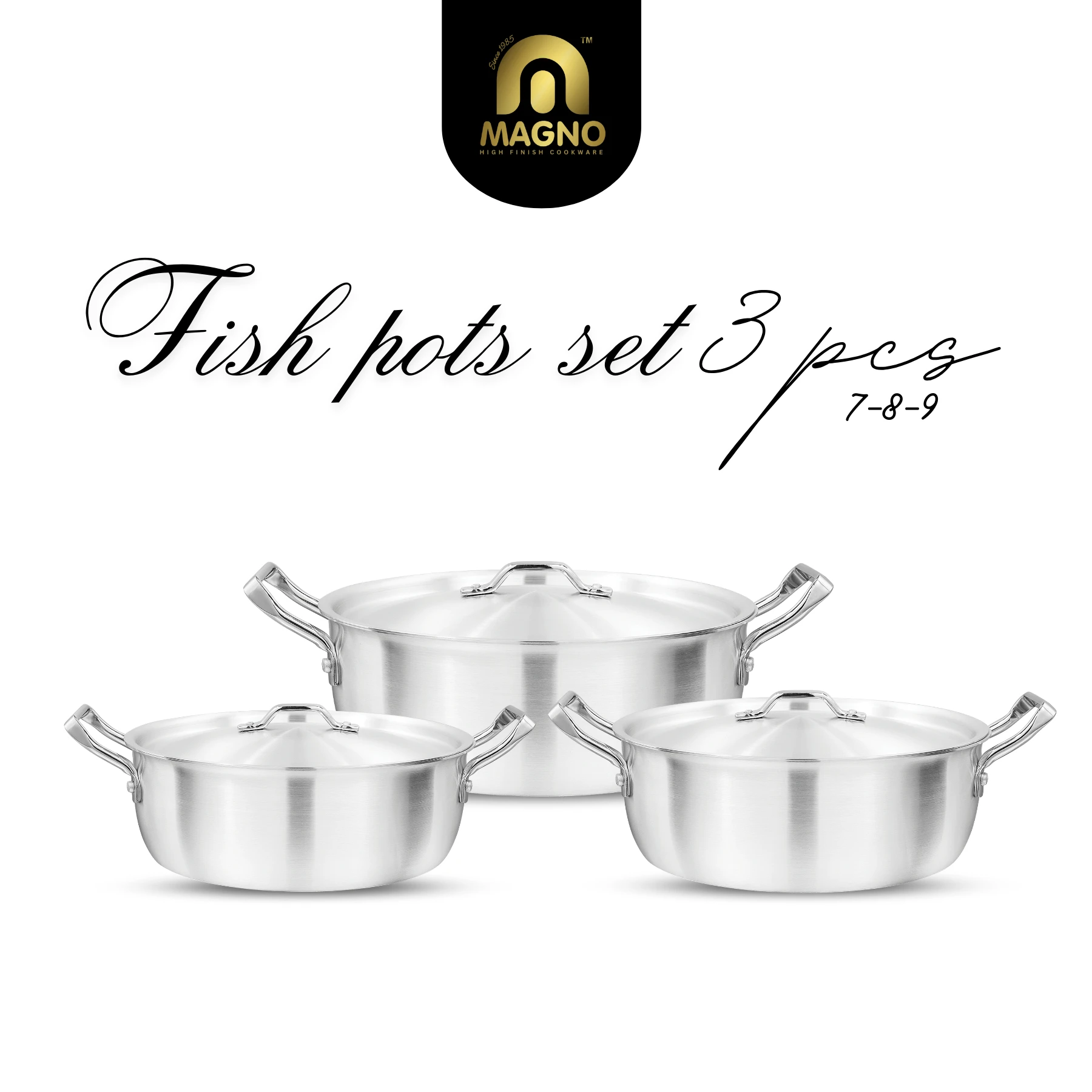 116 Fish Pot Set 3Pcs (7-9) Metal Finish - Image 1