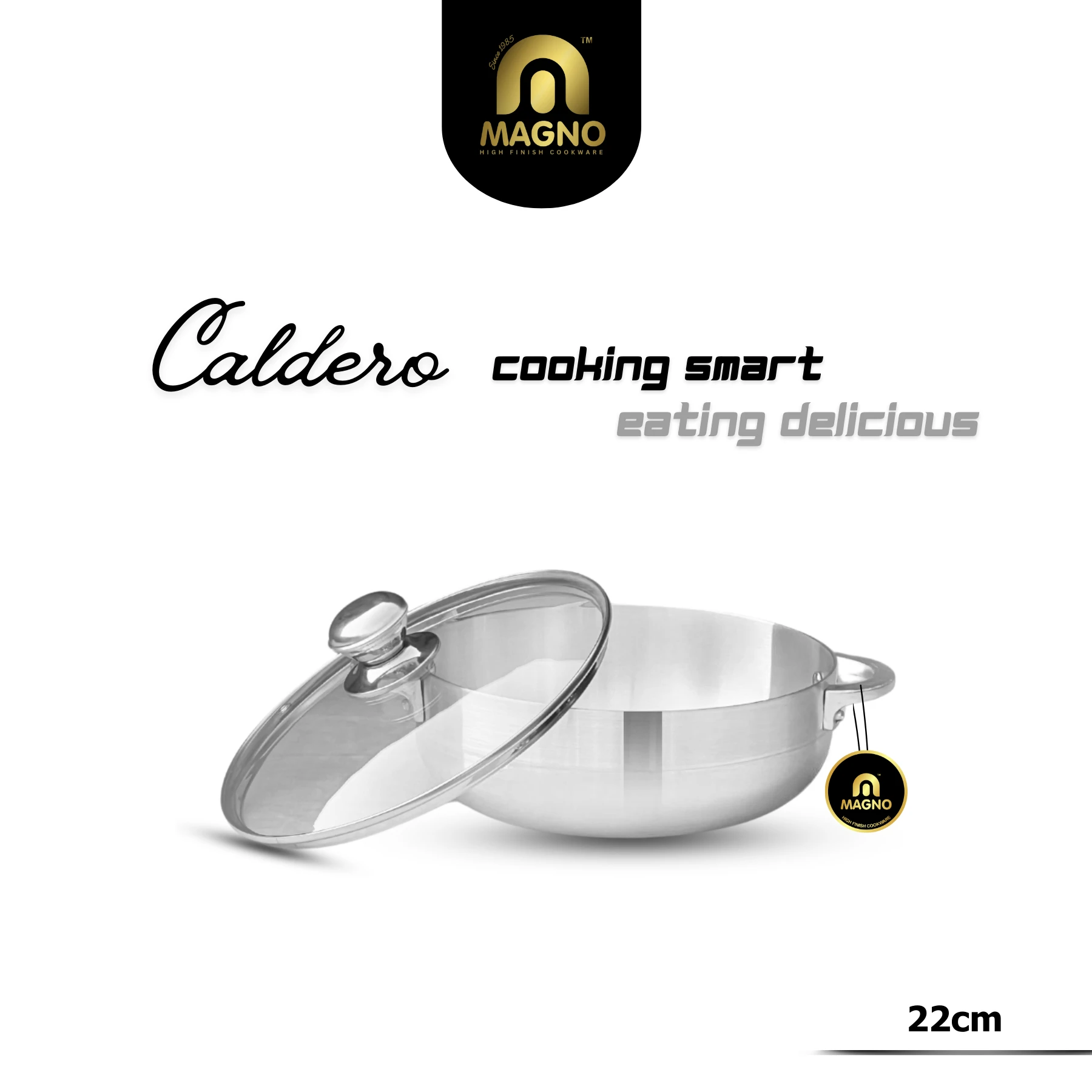 129 Caldero Pot 22cm Glass lid - Image 1
