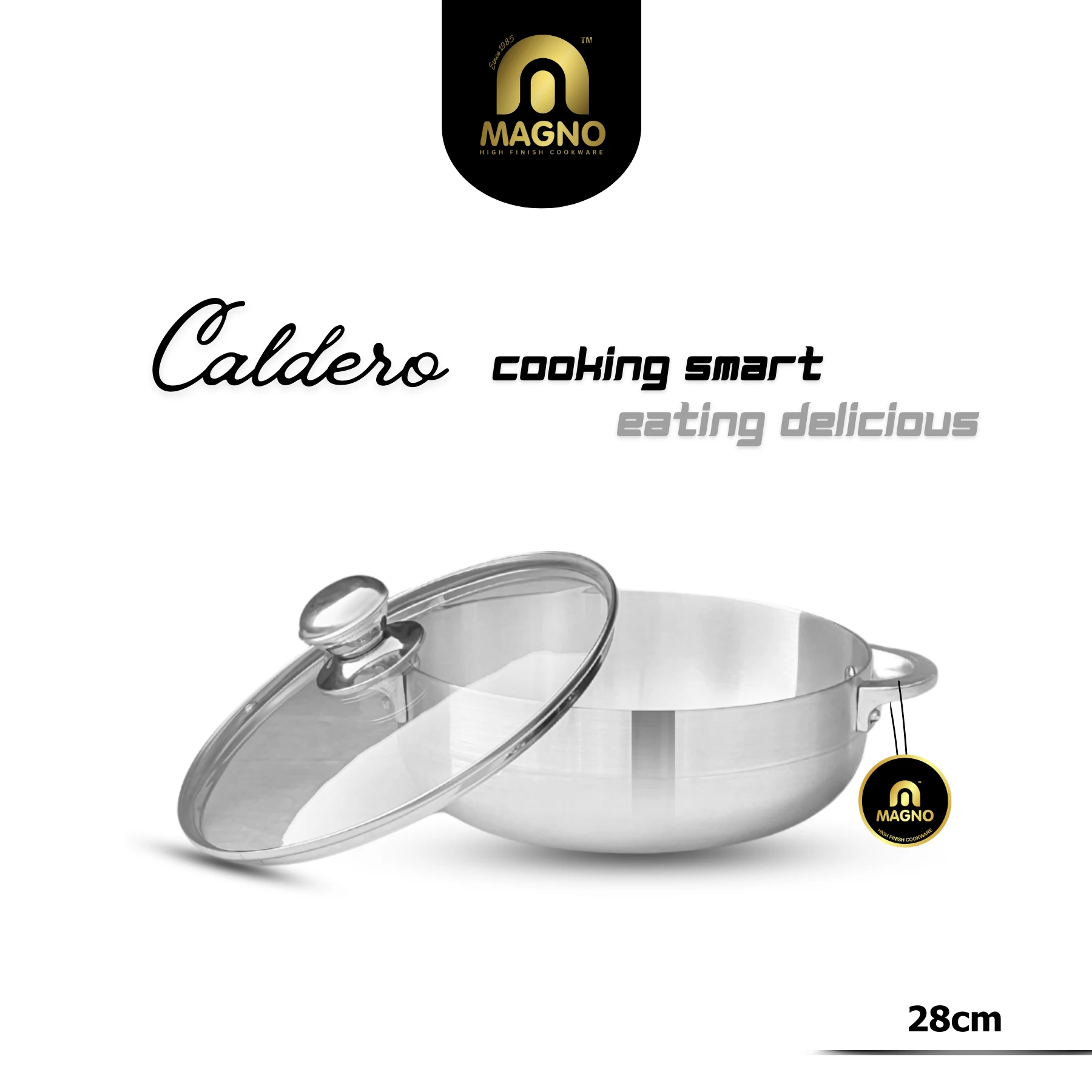 132 Caldero Pot 28cm Glass lid - Image 1