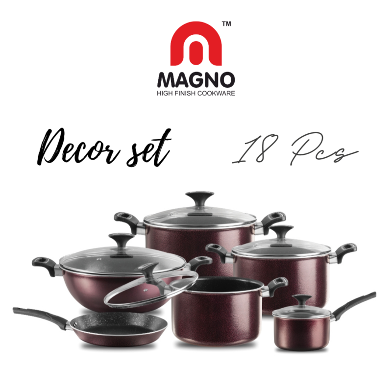 DECORE NONSTICK COOKWARE SET 18 PCS