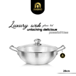Luxury Wok/Karahi 28cm Glass Lid