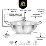 Luxury Wok/Karahi 26cm Glass Lid - Image 2