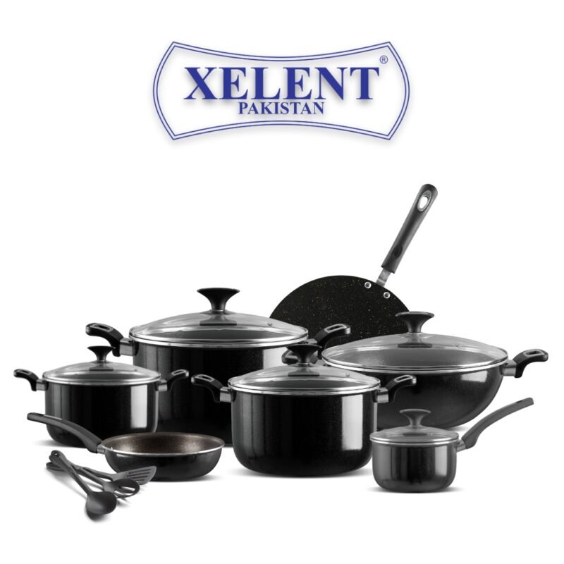 magno xelent crystal set 18 pieces nonstick black in pakistan