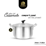 Casserole 24 cm Metal Finish Glass Lid