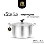 Casserole 26 cm Metal Finish Glass Lid