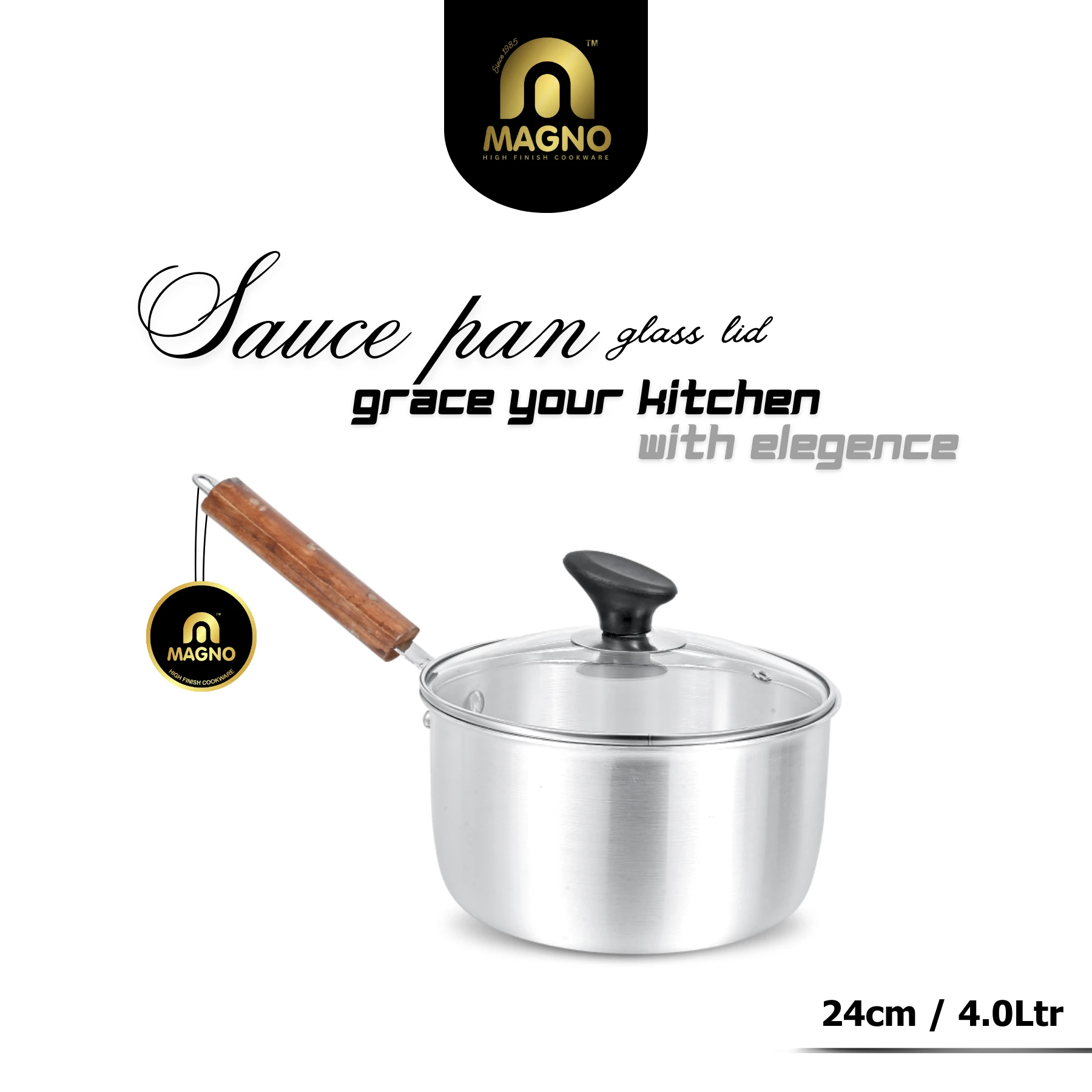 92 Sauce Pan 24cm with Glass Lid - Image 1