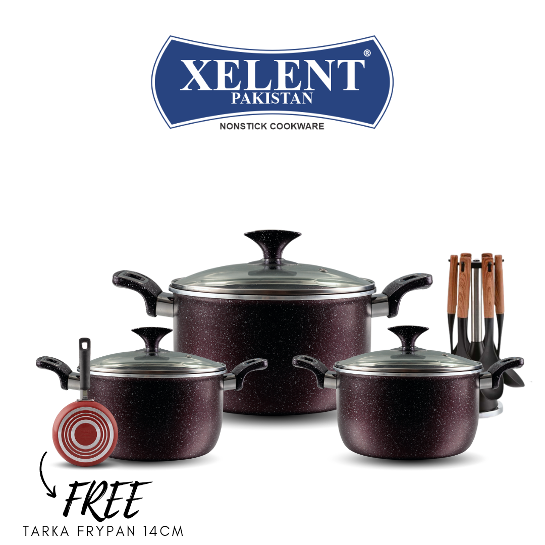 MARBLE COATED CASSEROLE PAN MAROON SET 10PCS MARBLE COATED CASSEROLE PAN MAROON SET 10PCS