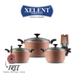 MARBLE COATED CASSEROLE PAN MUSTARD SET 10PCS