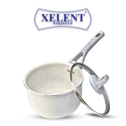 Marble Coated Sauce Pan White